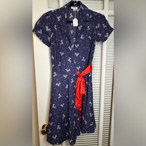 Christmas Poodle & Candy Cane Wrap Dress